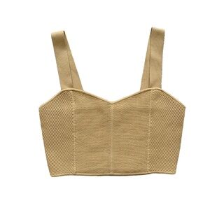 House of Harlow 1960 Beige Ribbed Tank Top